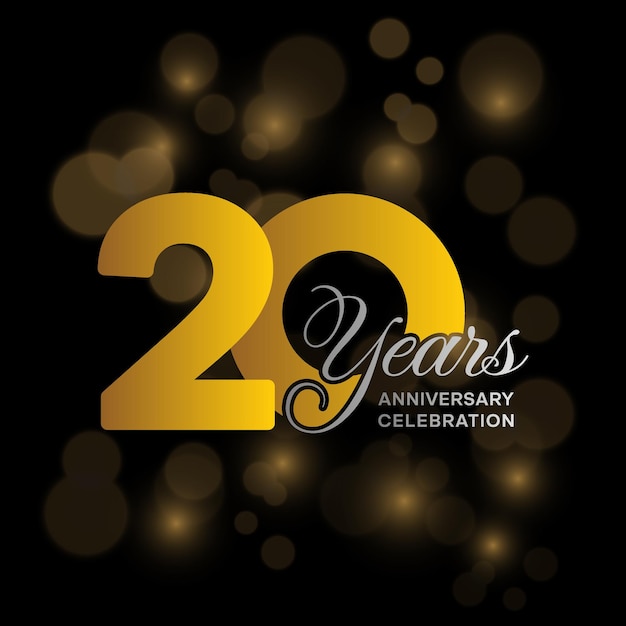Vettore disegno del logo del 20° anniversario disegno del modello dell'anniversario d'oro illustrazione del modello vettoriale del logo
