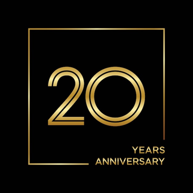 20th Anniversary logo design with double line Logo Vector Template