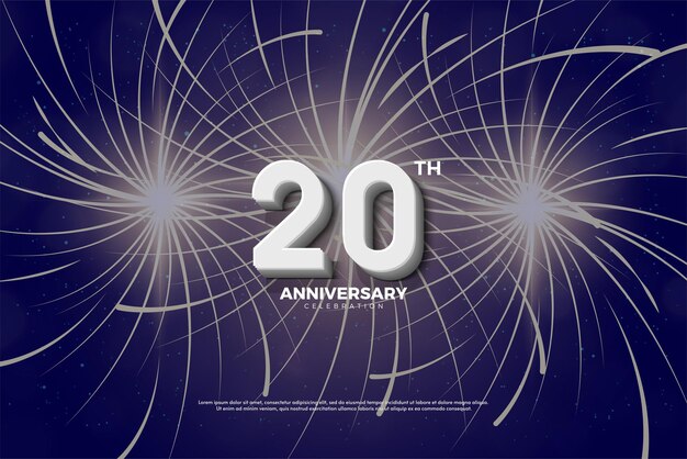 불꽃놀이 일러스트를 배경으로 한 20주년 기념