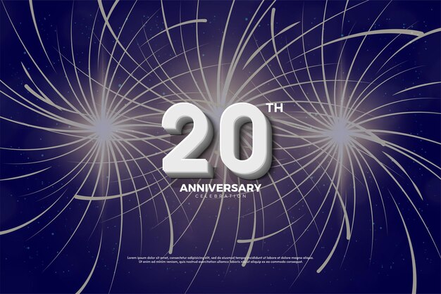 Vector 20th anniversary with fireworks illustration in the background