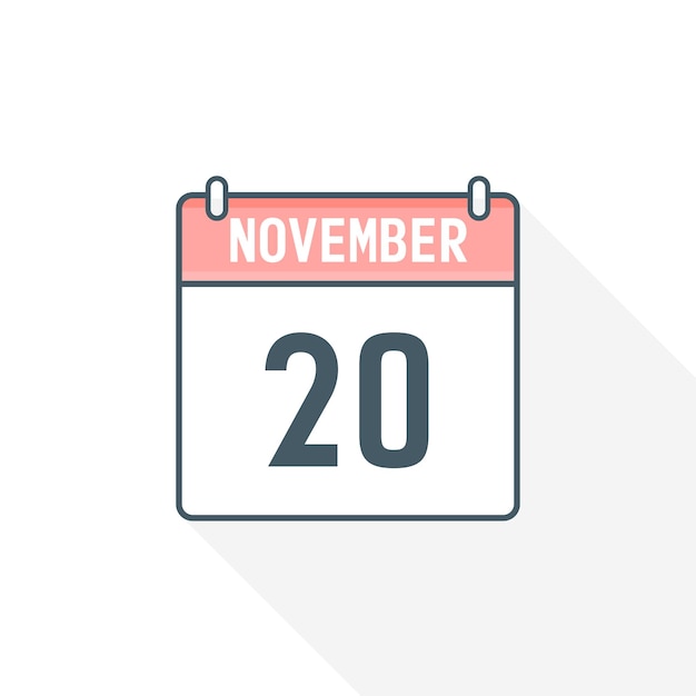 20th November calendar icon November 20 calendar Date Month icon vector illustrator