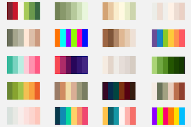20x6 Color Palettes 1 Packs Discover 20 Sets of Vibrant Vector Color Palettes 6 Unique Colors