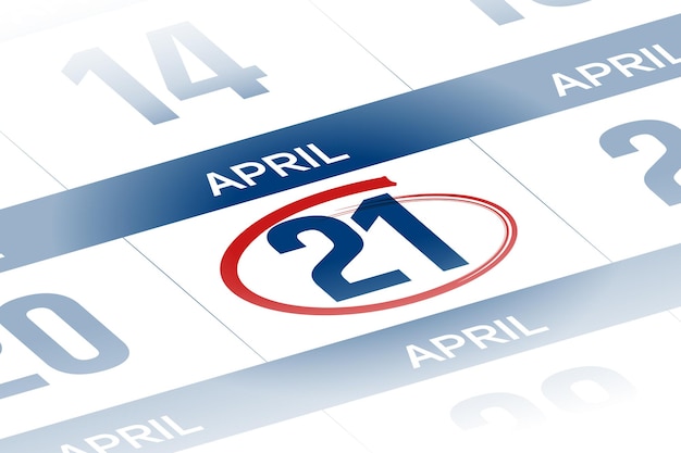 21 april 2025 year calendar day illustration