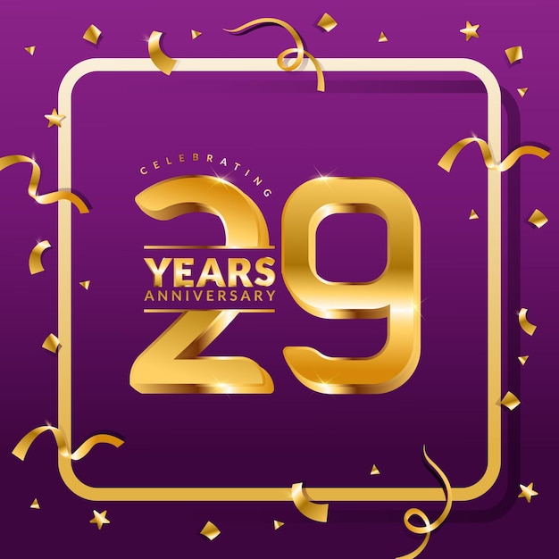 21 jaar verjaardag vector banner template.birthday viering banner met gouden cijfers en conf