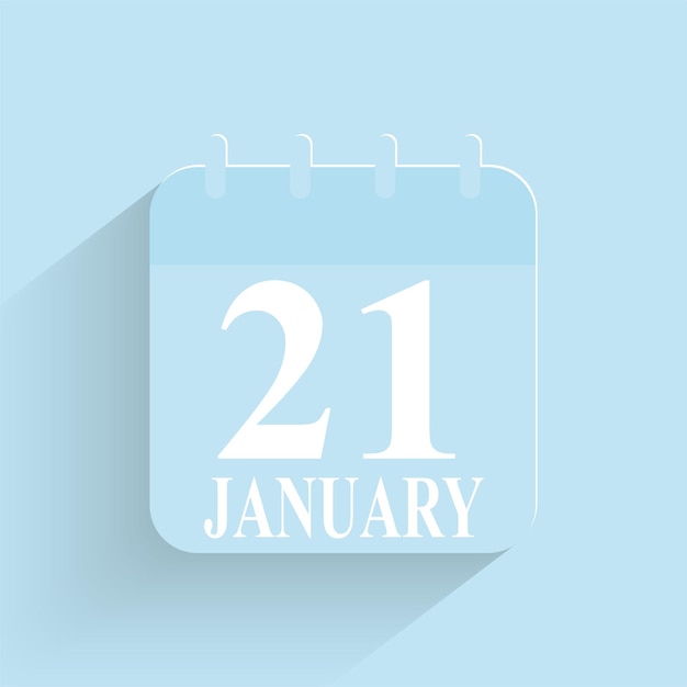 21 januari dagelijks kalenderpictogram datum en tijd dag maand vakantie plat ontworpen vectorillustratie