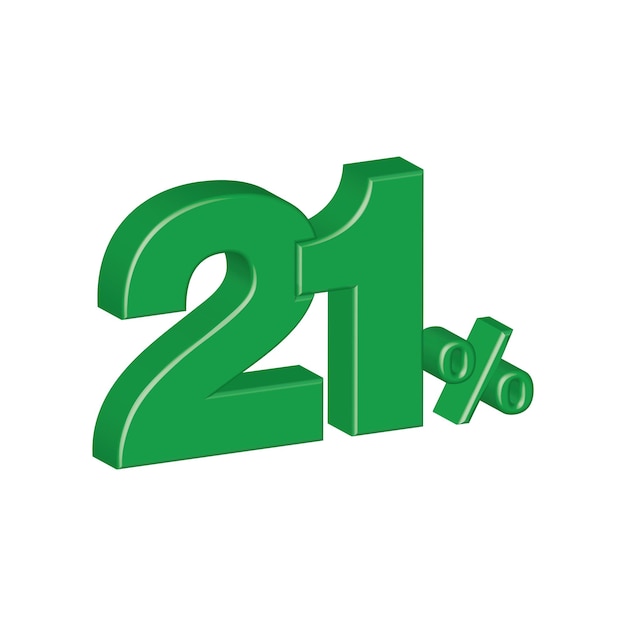 21 percent 3d plastic effect number percentage symbol vector illustration eps