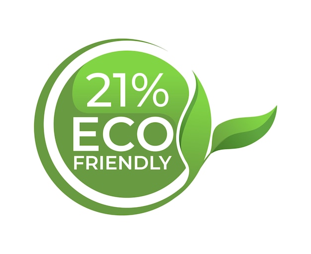 21% エコ フレンドリーな緑のステッカーまたはラベル デザイン ベクトル図