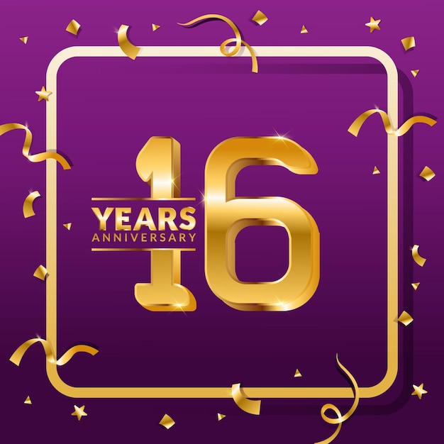 21 years anniversary vector banner template.birthday celebration banner with Golden numbers and conf