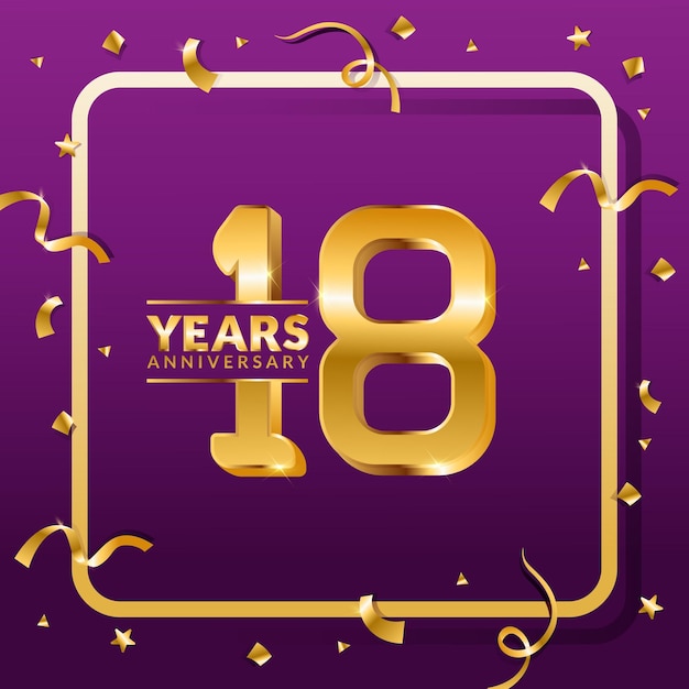 21 years anniversary vector banner template.birthday celebration banner with Golden numbers and conf