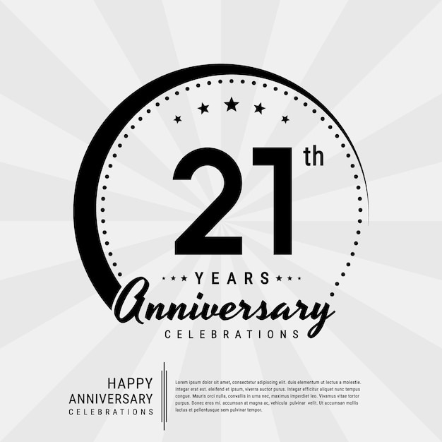 21e jaar jubileum ontwerp sjabloon sjabloon vectorillustratie