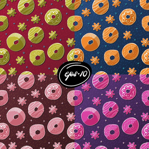 Vector 21four glossy color donut pattern