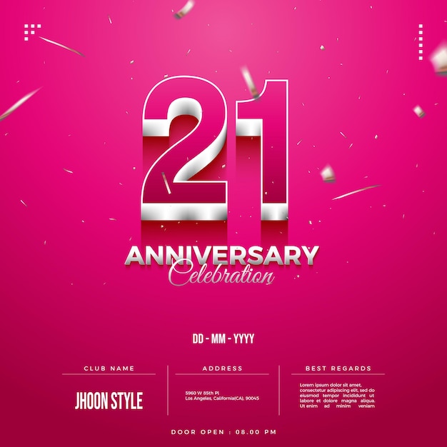21st anniversary party invitation with bold numbers