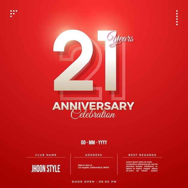 Приглашение на вечеринку по случаю 21-й годовщины с цифровыми линиями