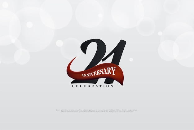 21st Anniversary with curved red numbers and graphics