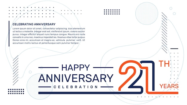 21th anniversary template design with abstract background vector template