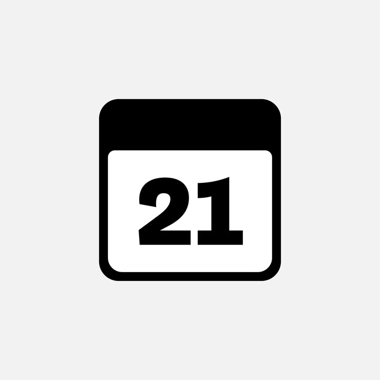 Vector 21th day of the month minimalist calendar vector icon