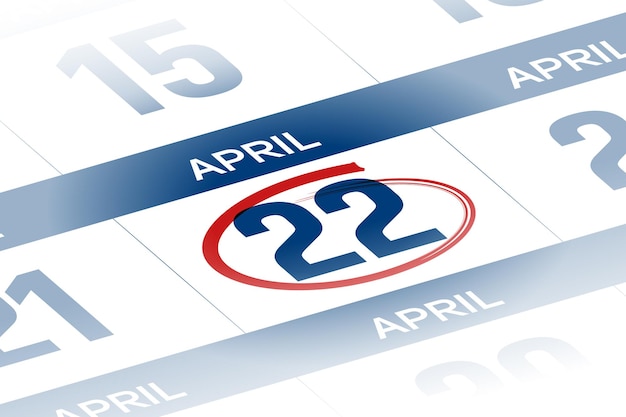 22 april 2025 year calendar day illustration