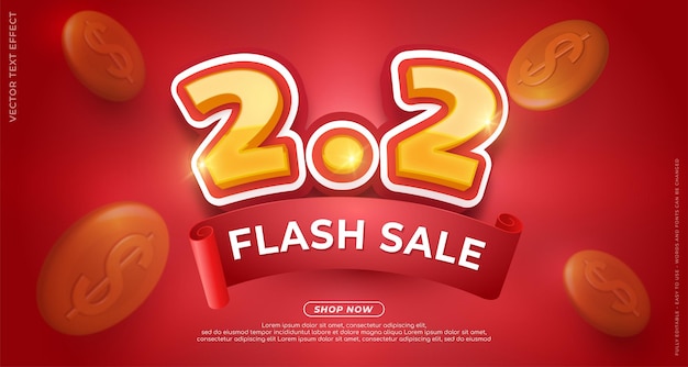 22 flash sale speciaal aanbod met 3d-stijl effect