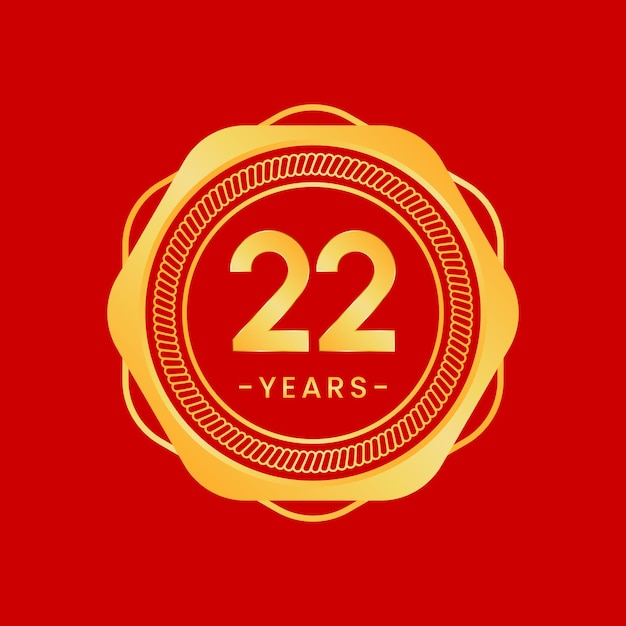 22 years anniversary gold hexagon anniversary template with circular rope