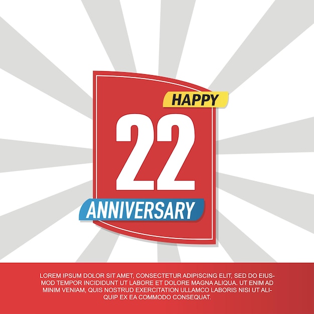 22 years anniversary icon logo design with red and white emblem on white background