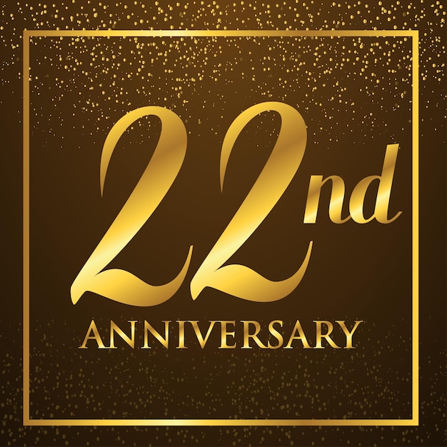 22 years anniversary logo template on gold color. celebrating golden numbers design elements