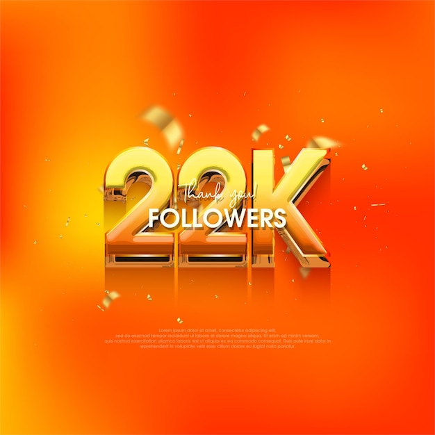 22k followers speech background with a bright and fresh orange color