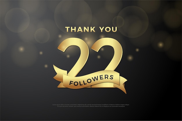 22k followers with gold numbers and ribbon