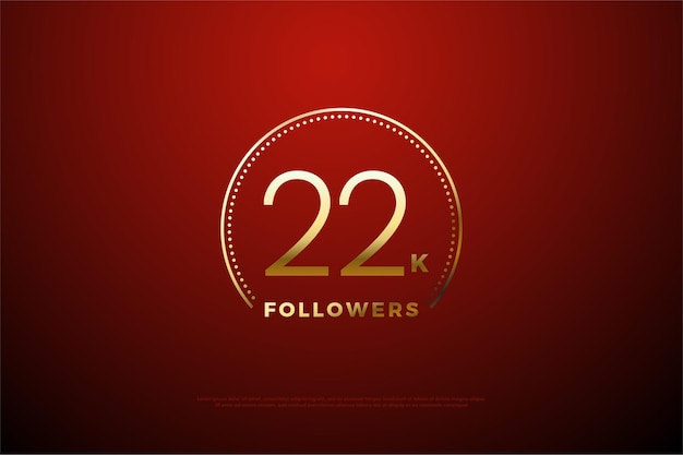 22k followers with numbers circled by golden lines and dots