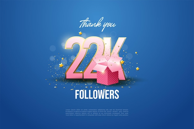 22k followers with numbers and gift box illustration