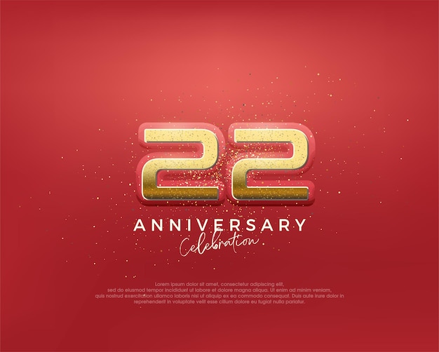 22nd anniversary in luxurious gold color glitter vector premium Premium vector for poster banner celebration greeting