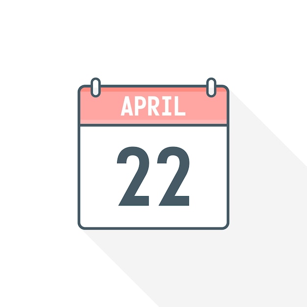 22nd April calendar icon April 22 calendar Date Month icon vector illustrator