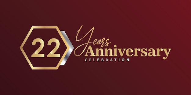 22nd Year Anniversary Celebration Golden and Silver Color with Hexagon Shape for Celebration Event.