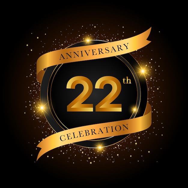 Vector 22th anniversary celebration golden anniversary celebration template design vector illustrations