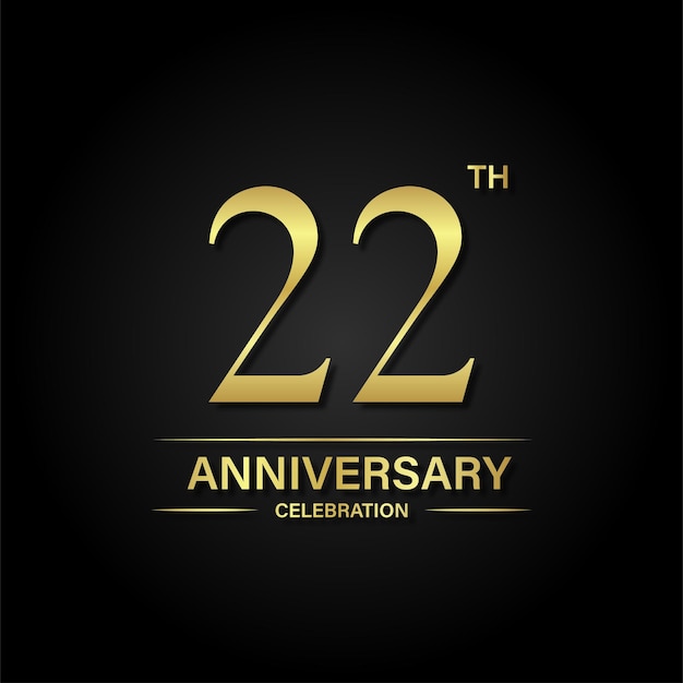 22th anniversary celebration with gold color and black background