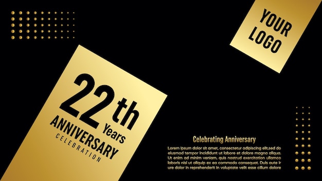 22th anniversary template design in gold color