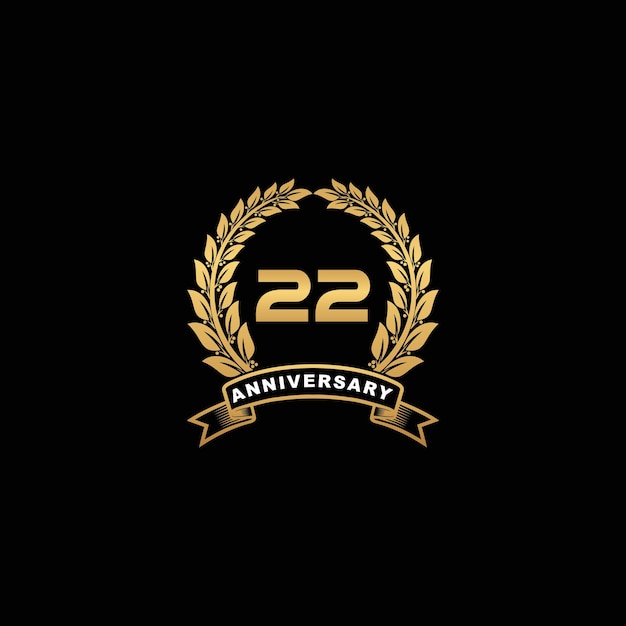 Logo del 22° anniversario d'oro su sfondo nero