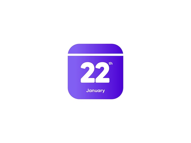 Vector 22th january calendar date month icon with gradient color flat design style vector illustration