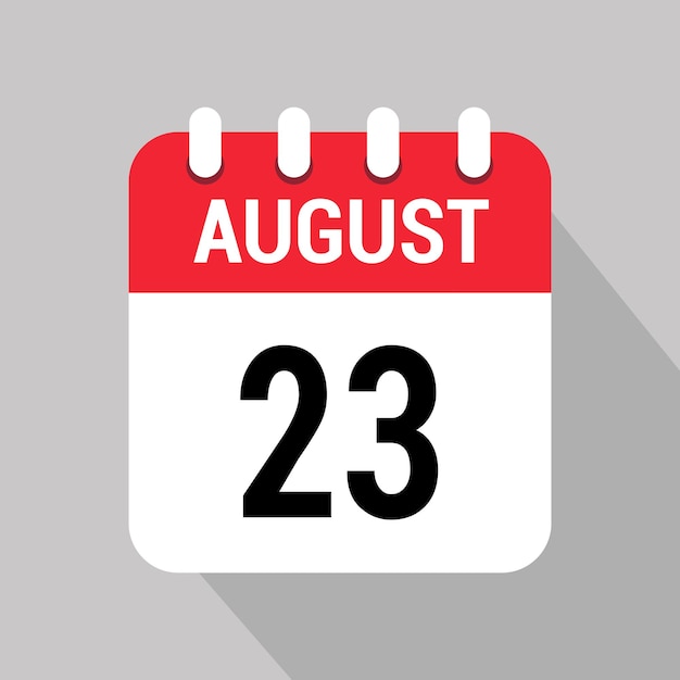 23 august calendar icon vector object design number
