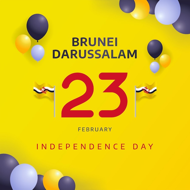 Vector 23 februari brunei darussalam onafhankelijkheidsdag viering achtergrond vector ontwerp.