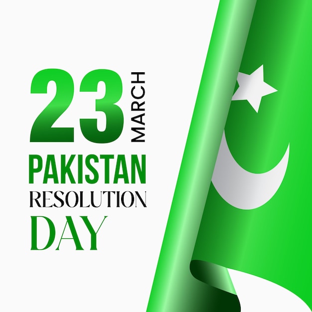 23 march resolution day of pakistan with flag illustration