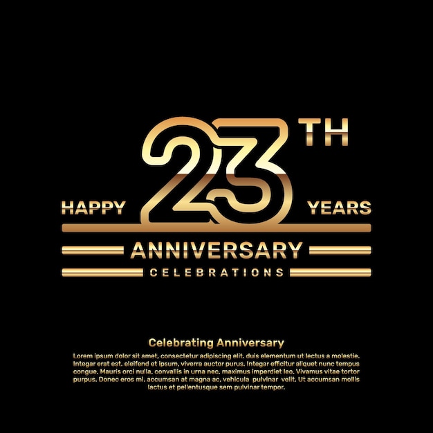 Vector 23 year anniversary logo design with double line concept logo vector template