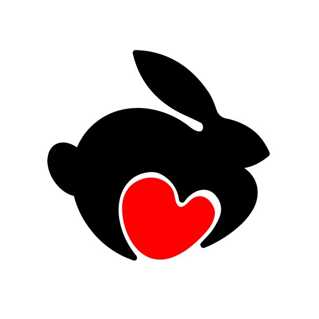 23 year old black water rabbit silhouette of a rabbit with a heart