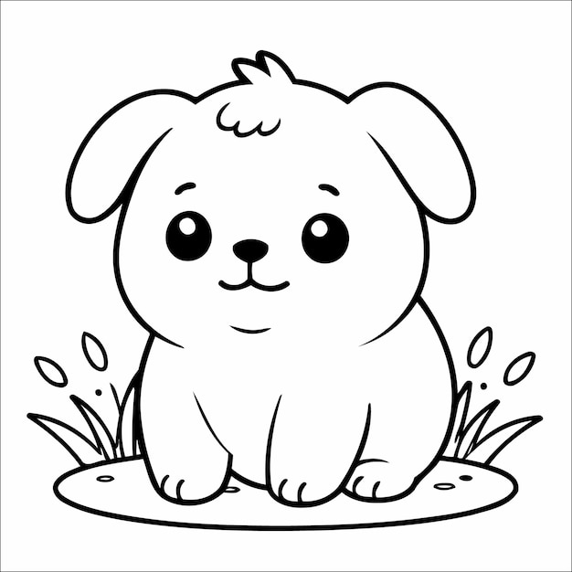 237 Cute Puppy Kawaii Vector Coloring Page for Kids