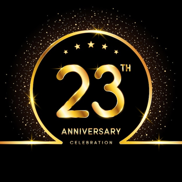 23e verjaardag Logotype Gouden jubileum logo-ontwerp met gouden nummer Logo Vector Template