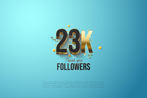 23k followers with embossed 3d numbers