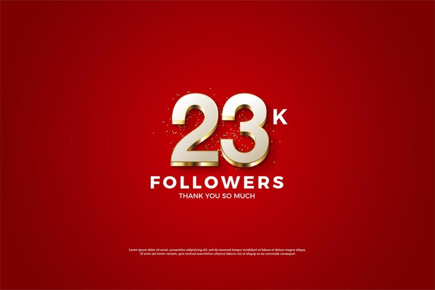 23k followers with silver 3d numbers.