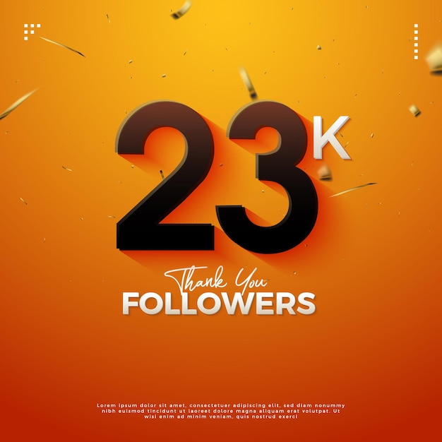 23k followers with transparent number illustration design premium vector