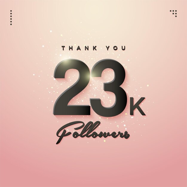 23k followers with very clean background vector premium design