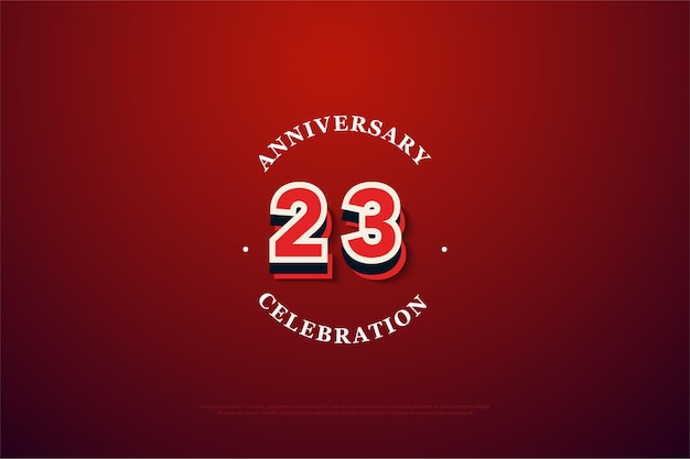 23rd anniversary with embossed 3d numbers illustration