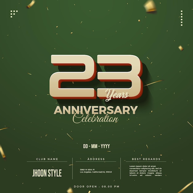 23rd celebration with green color concept.